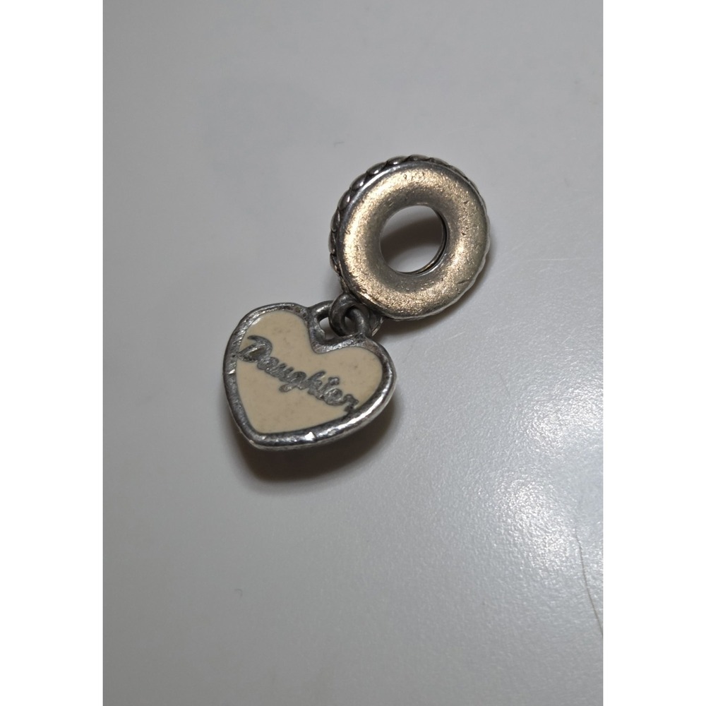 Pandora ALE 925 Sterling Silver Enamel Daughter Heart Dangle CZ Charm